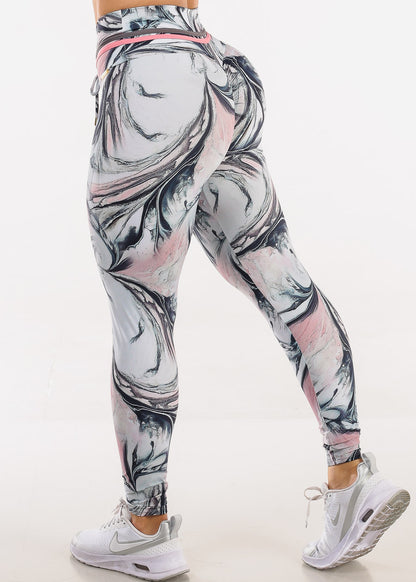 MADE IN BRAZIL Butt Lift Scrunch Leggings Marble Rose
