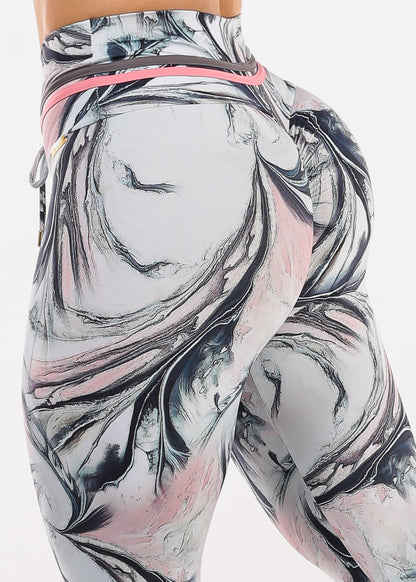 MADE IN BRAZIL Butt Lift Scrunch Leggings Marble Rose