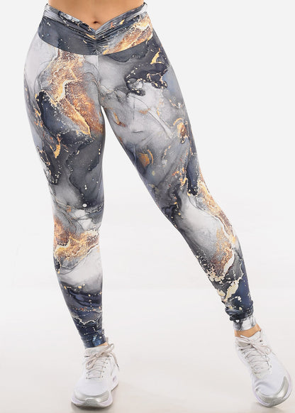 MADE IN BRAZIL Butt Lift Scrunch Leggings Marble Print
