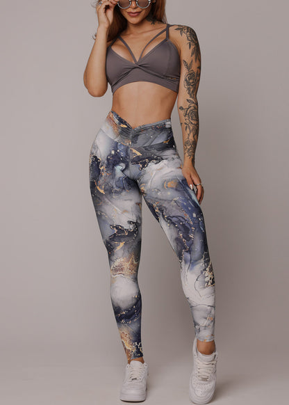 MADE IN BRAZIL Butt Lift Scrunch Leggings Marble Print