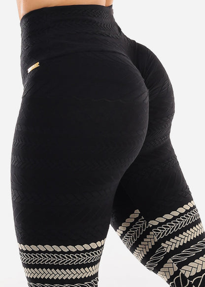 MADE IN BRAZIL Butt Lift Scrunch Leggings Tribal Black