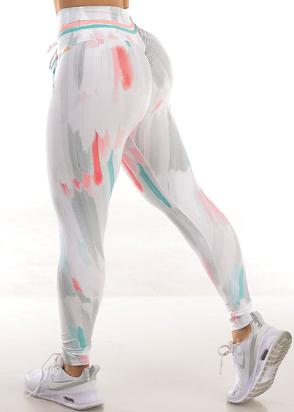 MADE IN BRAZIL Butt Lift Scrunch Leggings Multicolor Paint