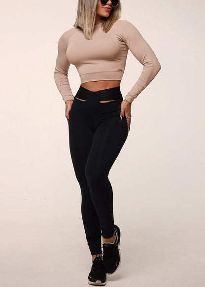 MADE IN BRAZIL Butt Lift Scrunch Leggings Black W Cut Out