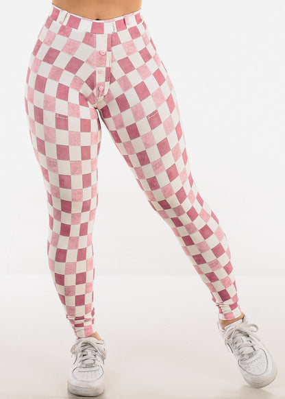 MADE IN BRAZIL Butt Lift Scrunch Leggings Plaid Pink