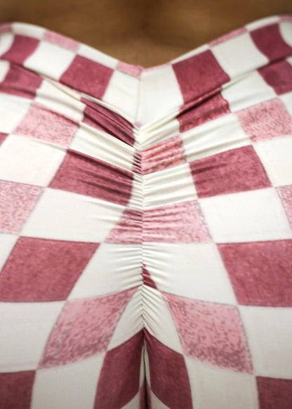 MADE IN BRAZIL Butt Lift Scrunch Leggings Plaid Pink