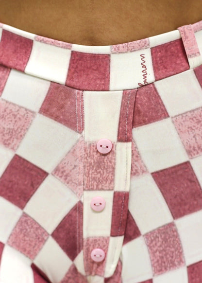 MADE IN BRAZIL Butt Lift Scrunch Leggings Plaid Pink