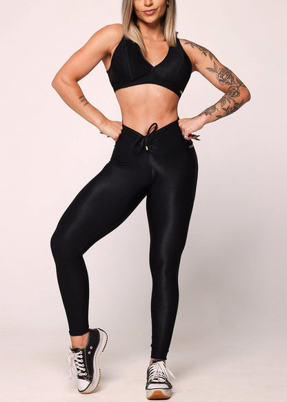 MADE IN BRAZIL Butt Lift Scrunch Leggings Glossy Black