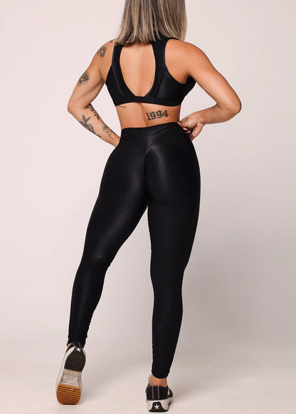 MADE IN BRAZIL Butt Lift Scrunch Leggings Glossy Black