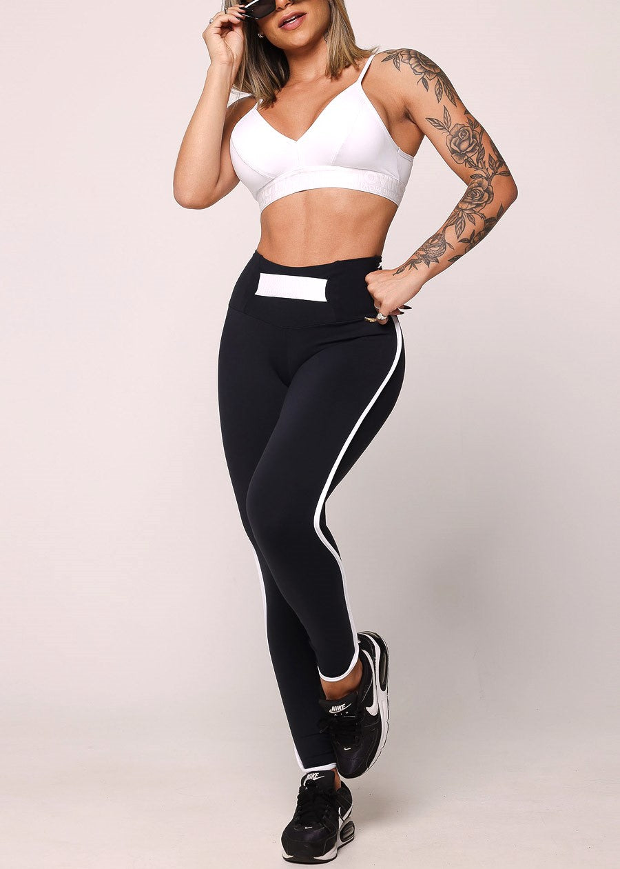 MADE IN BRAZIL Butt Lift Scrunch Leggings Black w Elastic Belt