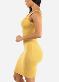 Sleeveless Ribbed Bodycon Dress Yellow