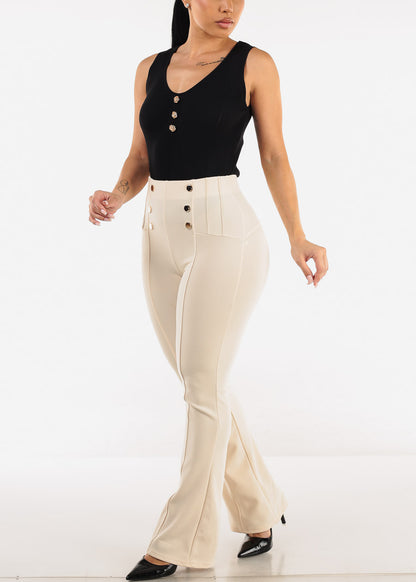 Butt Lift Stretchy Bootcut Dress Pants Ivory
