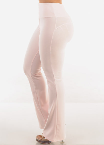 Butt Lift Stretchy High Waist Dressy Bootcut Pants Light Pink