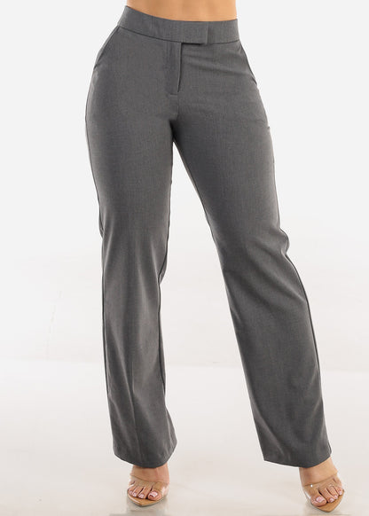 Butt Lift High Waisted Bootcut Dress Pants Charcoal