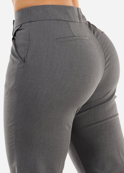 Butt Lift High Waisted Bootcut Dress Pants Charcoal