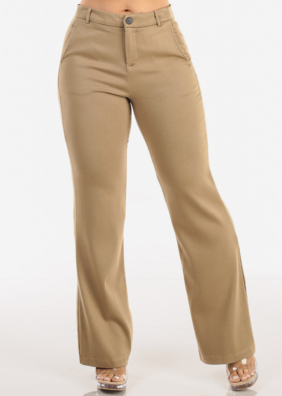 Butt Lift High Waist Stretch Bootcut Dress Pants Khaki