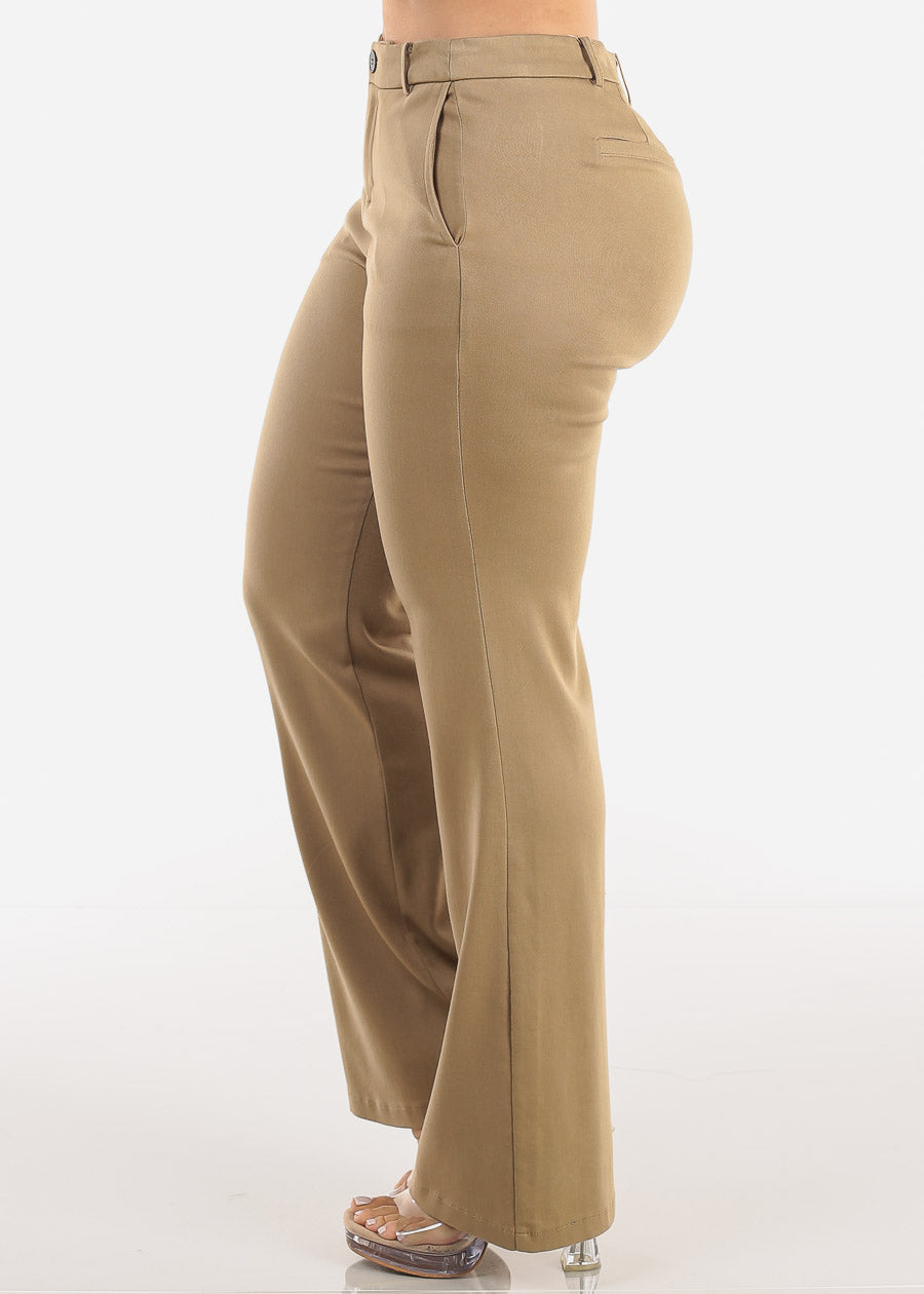 Butt Lift High Waist Stretch Bootcut Dress Pants Khaki