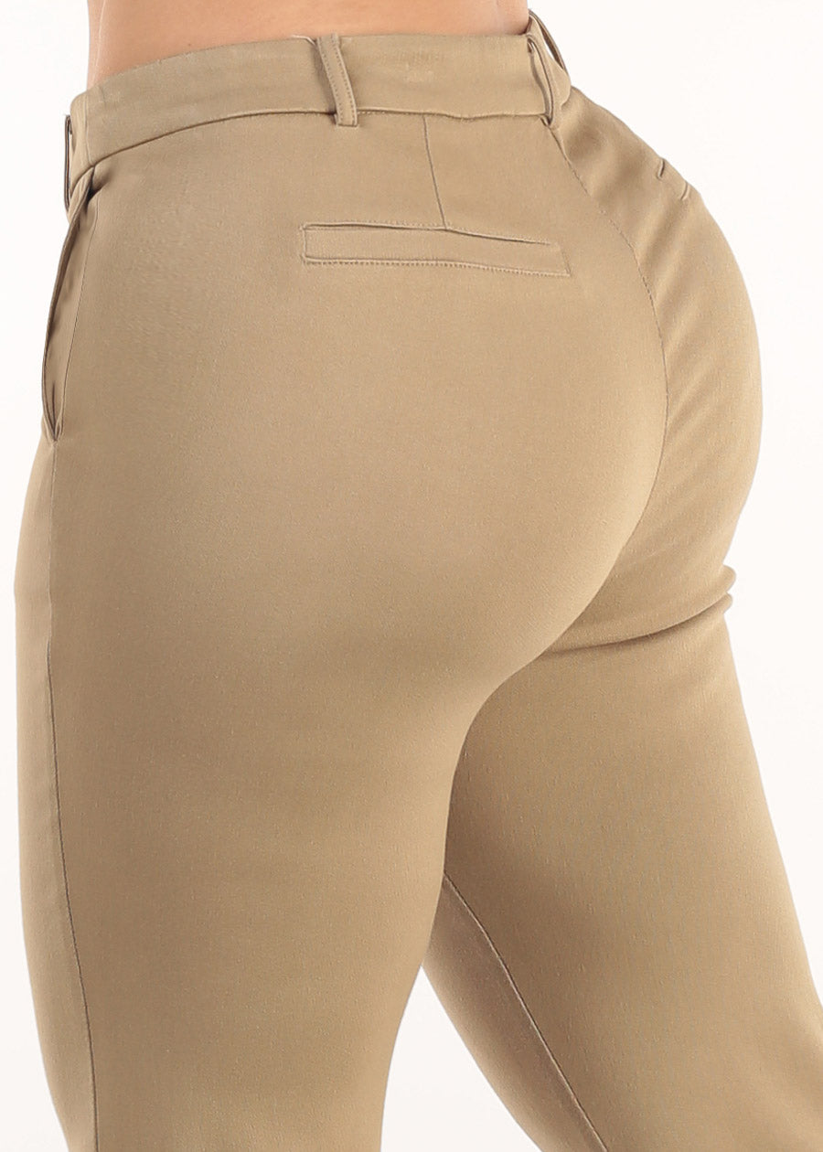 Butt Lift High Waist Stretch Bootcut Dress Pants Khaki