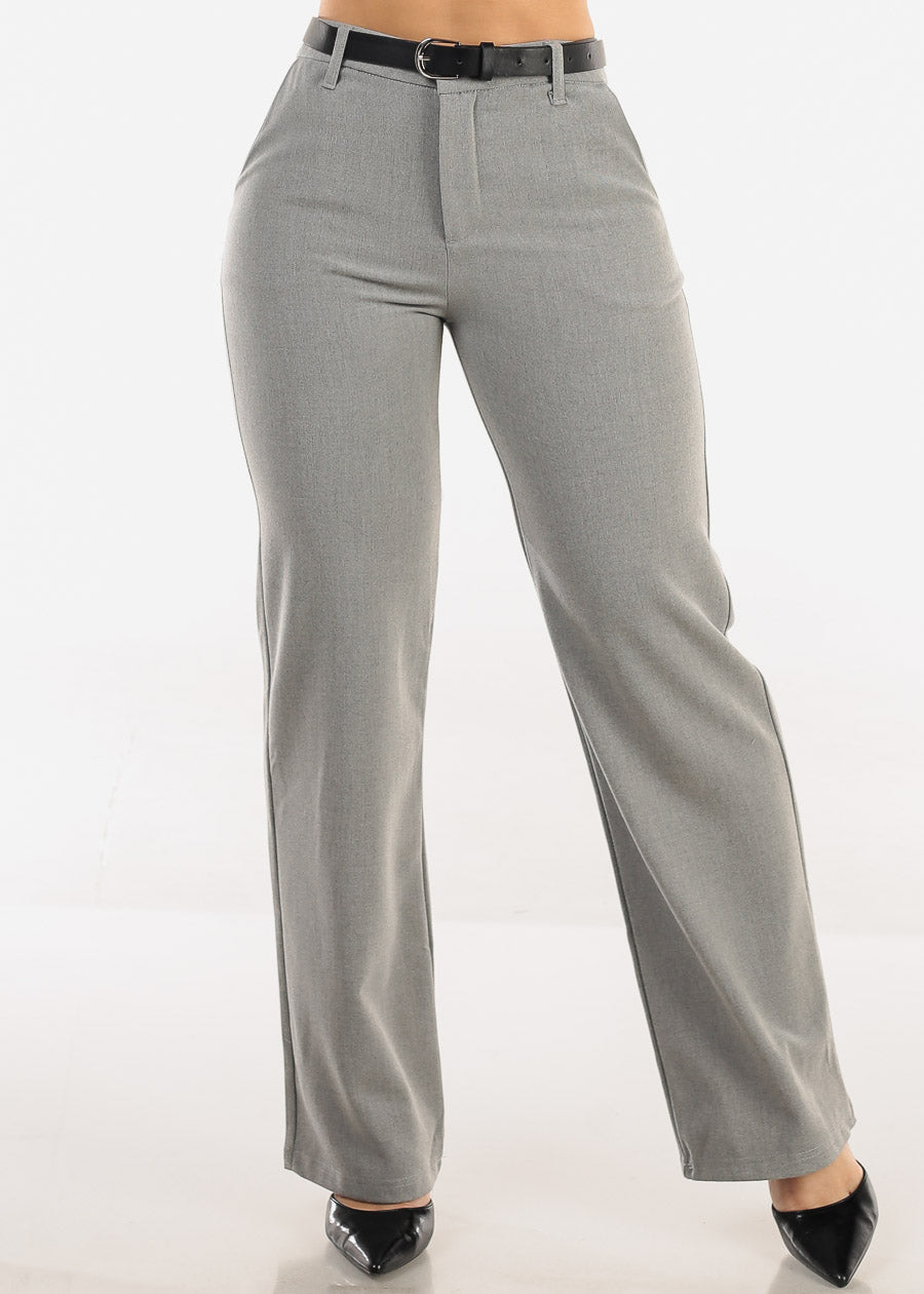 Butt Lift Super High Waist Stretch Bootcut Dress Pants Grey