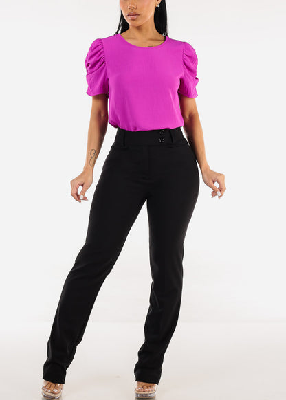 Super High Waist Dressy Bootcut Black Pants