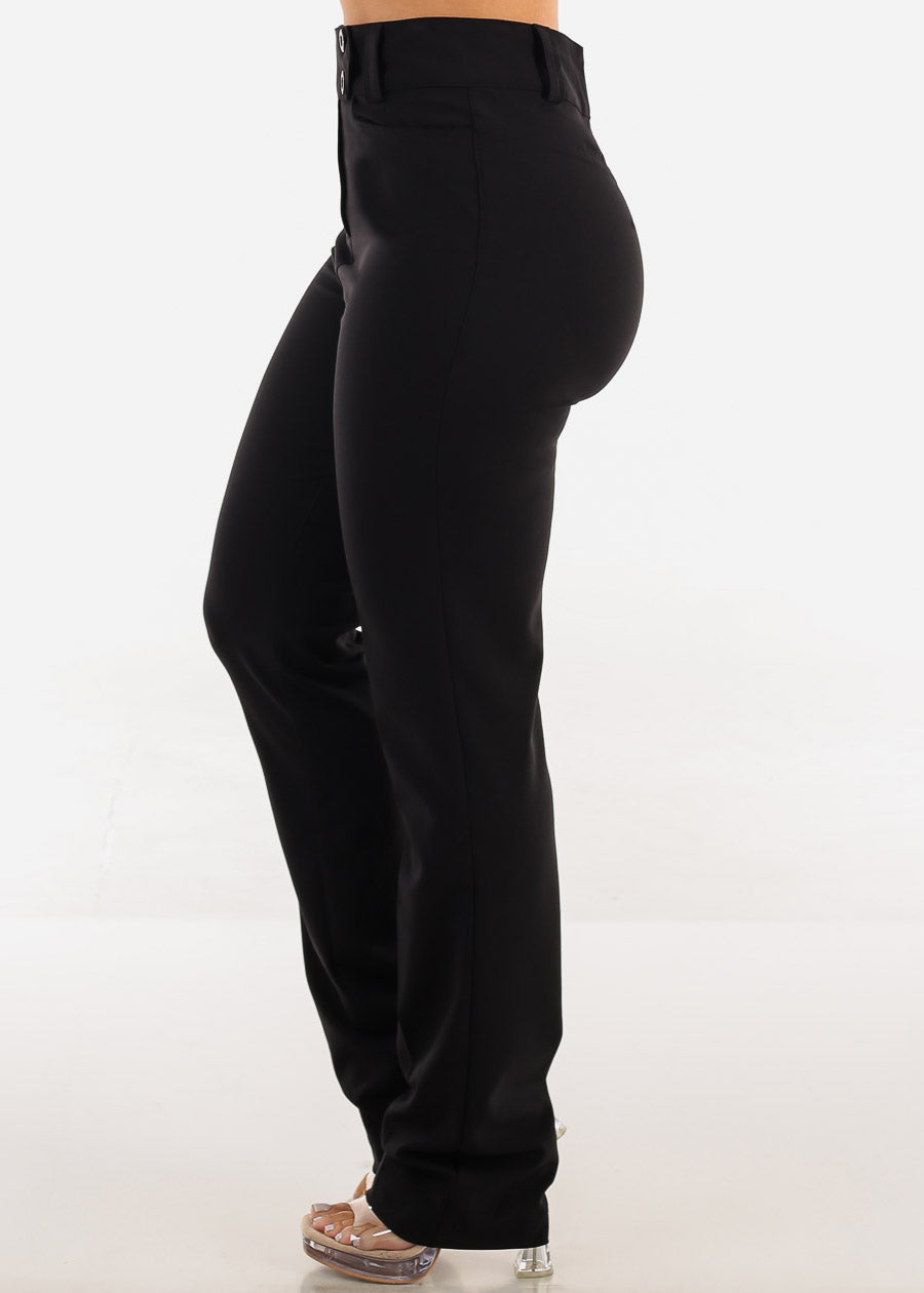 Super High Waist Dressy Bootcut Black Pants