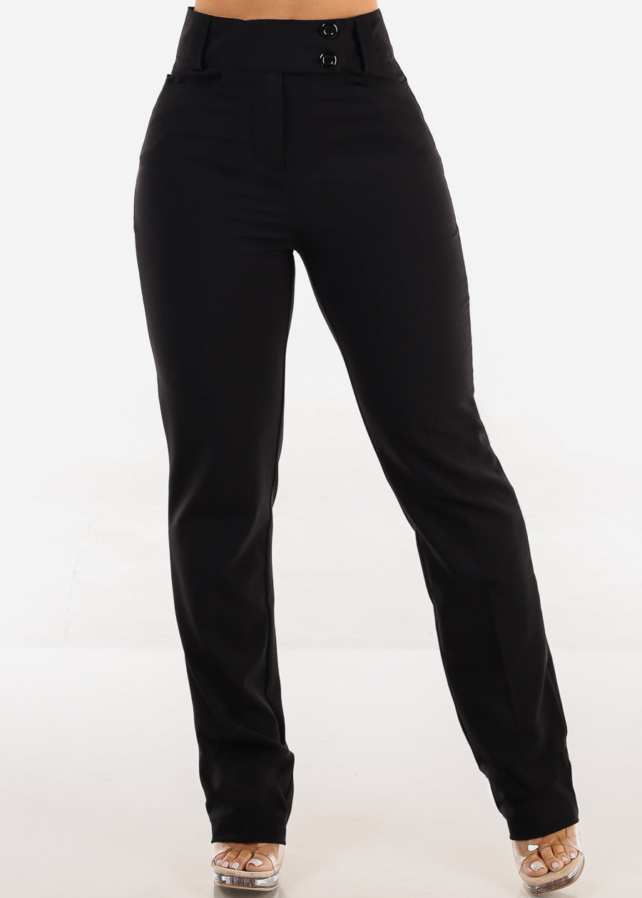 Super High Waist Dressy Bootcut Black Pants