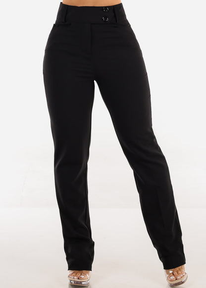 Super High Waist Dressy Bootcut Black Pants