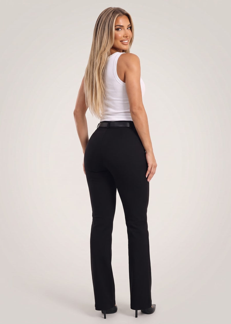 High Waisted Stretch Flared Bootcut Dress Pants Black