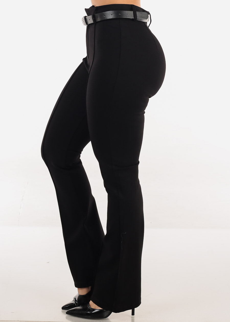 High Waisted Stretch Flared Bootcut Dress Pants Black 