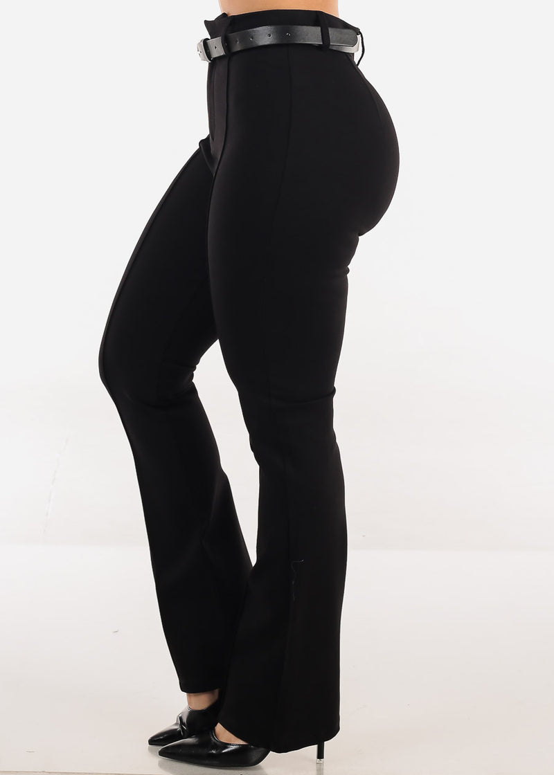 High Waisted Stretch Flared Bootcut Dress Pants Black 