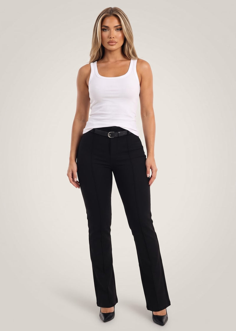 High Waisted Stretch Flared Bootcut Dress Pants Black