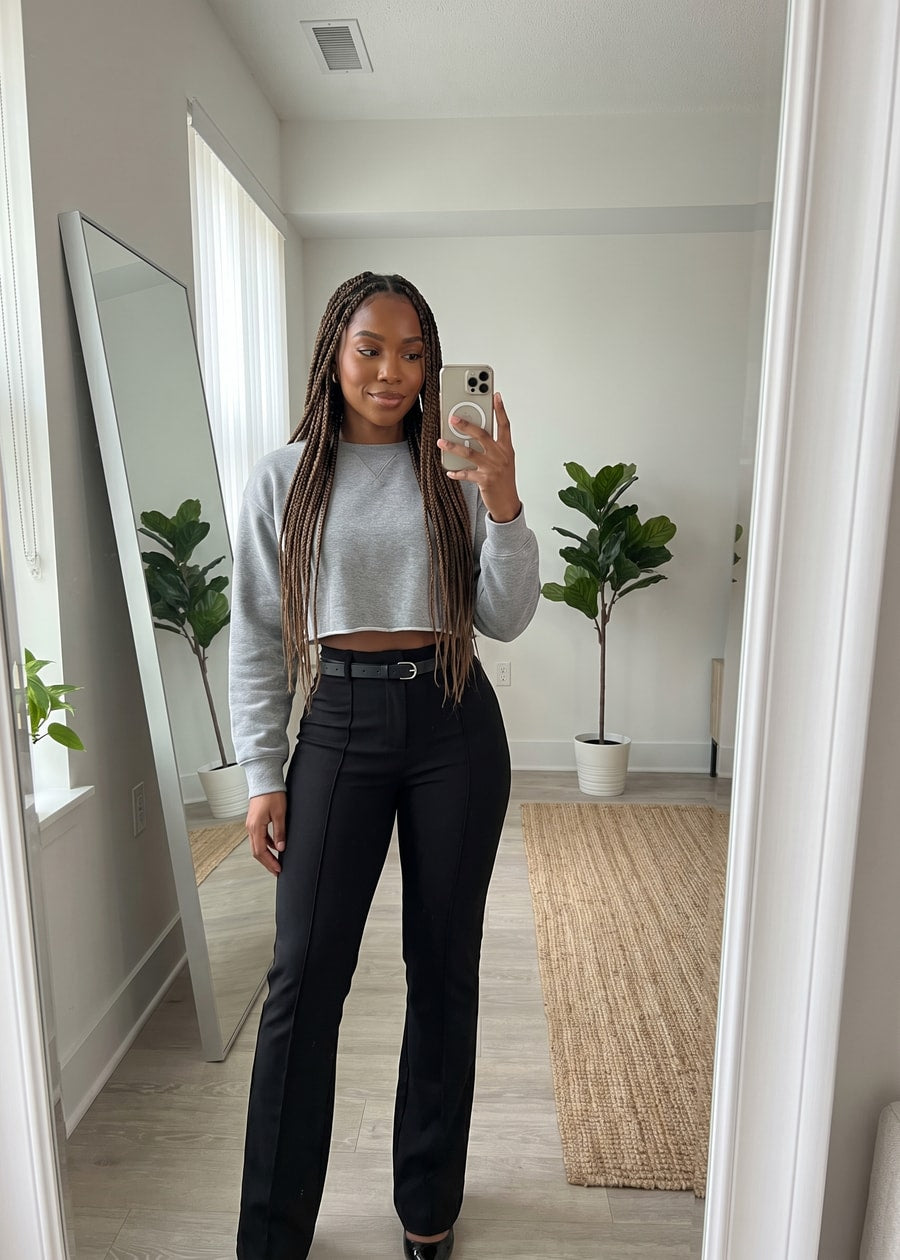 High Waisted Stretch Flared Bootcut Dress Pants Black, view 9 of 12