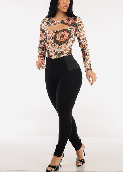 Stretchy Spandex Waist Black Skinny Pants