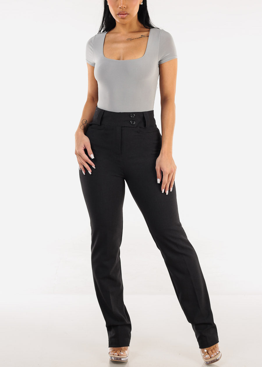 Super High Waist Dressy Bootcut Pants Charcoal