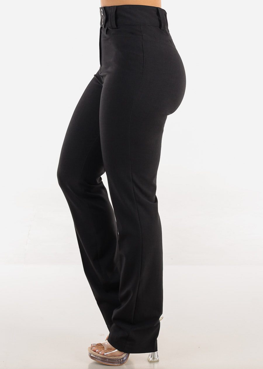 Super High Waist Dressy Bootcut Pants Charcoal