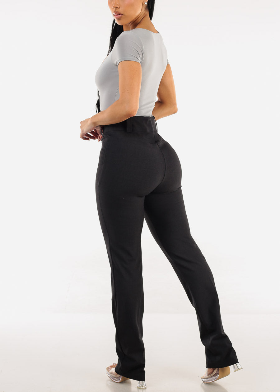 Super High Waist Dressy Bootcut Pants Charcoal