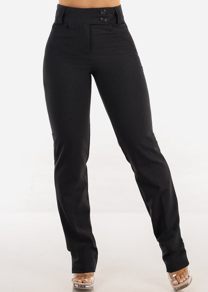 Super High Waist Dressy Bootcut Pants Charcoal