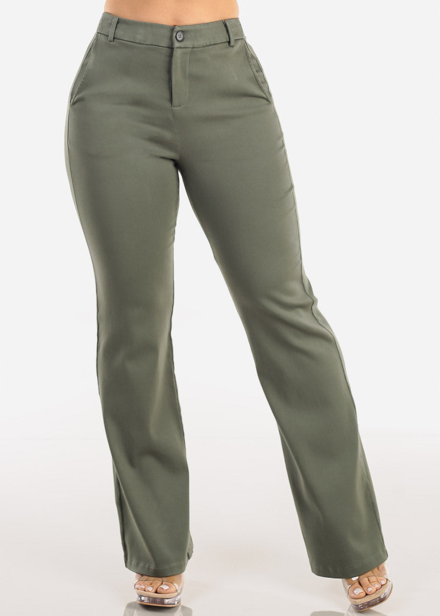 Butt Lift High Waist Stretch Bootcut Dress Pants Olive Butt Lift High Waist Stretch Bootcut Dress Pants Olive