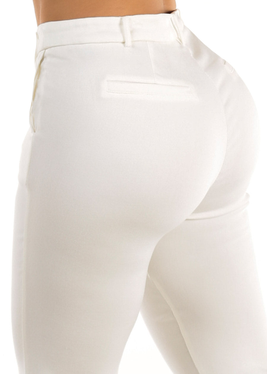Butt Lift High Waist Stretch Bootcut Dress Pants Off White