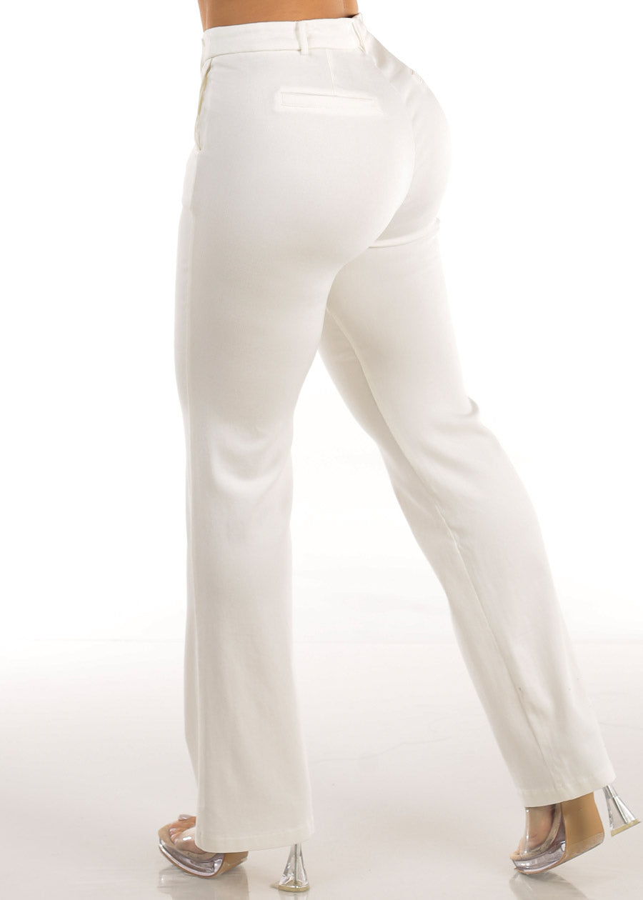 Butt Lift High Waist Stretch Bootcut Dress Pants Off White