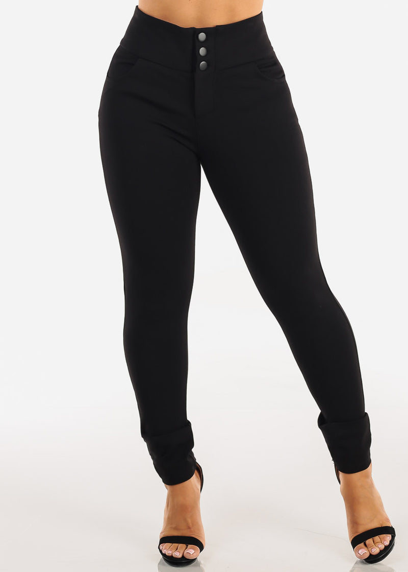 Butt Lift High Thick Waist Stretch Skinny Pants Black