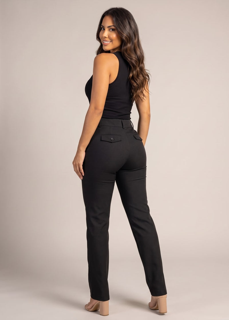 Butt lift Super High Waist Straight Leg Dressy Pants Charcoal