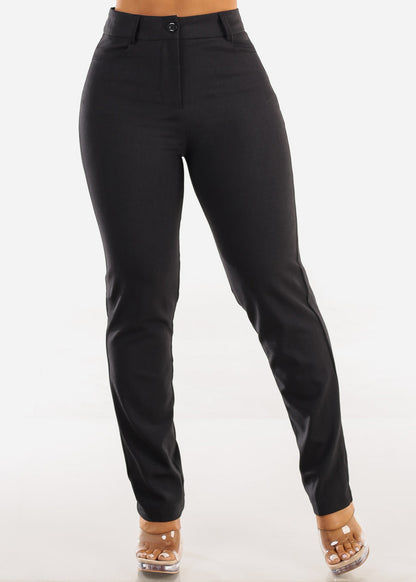 Butt lift Super High Waist Straight Leg Dressy Pants Charcoal