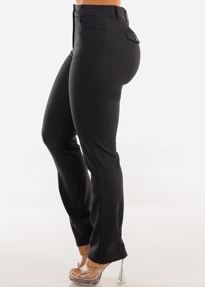 Butt lift Super High Waist Straight Leg Dressy Pants Charcoal