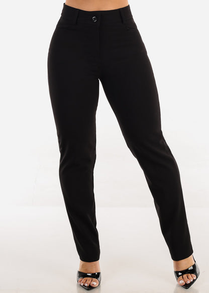 Butt lift Super High Waist Straight Leg Black Dressy Pants