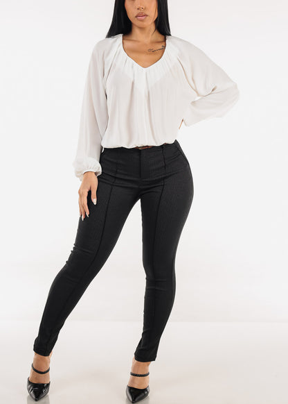 Butt lift Super High Waist Stretch Printed Skinny Pants Black