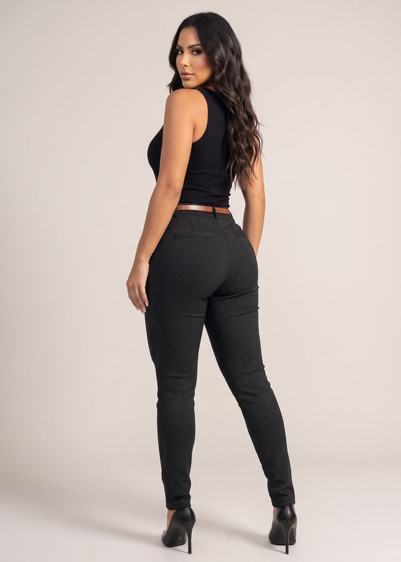 Butt lift Super High Waist Stretch Printed Skinny Pants Black