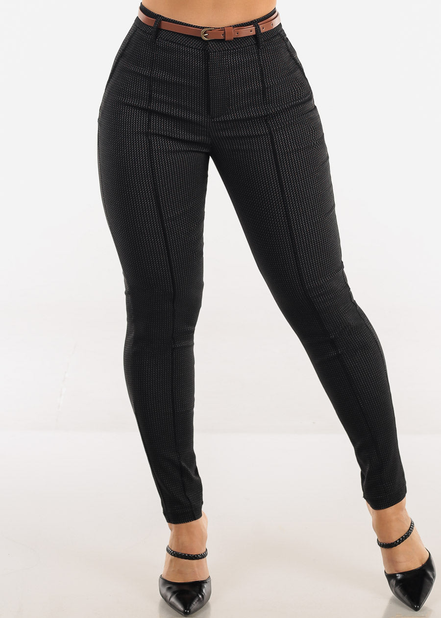 Butt lift Super High Waist Stretch Printed Skinny Pants Black