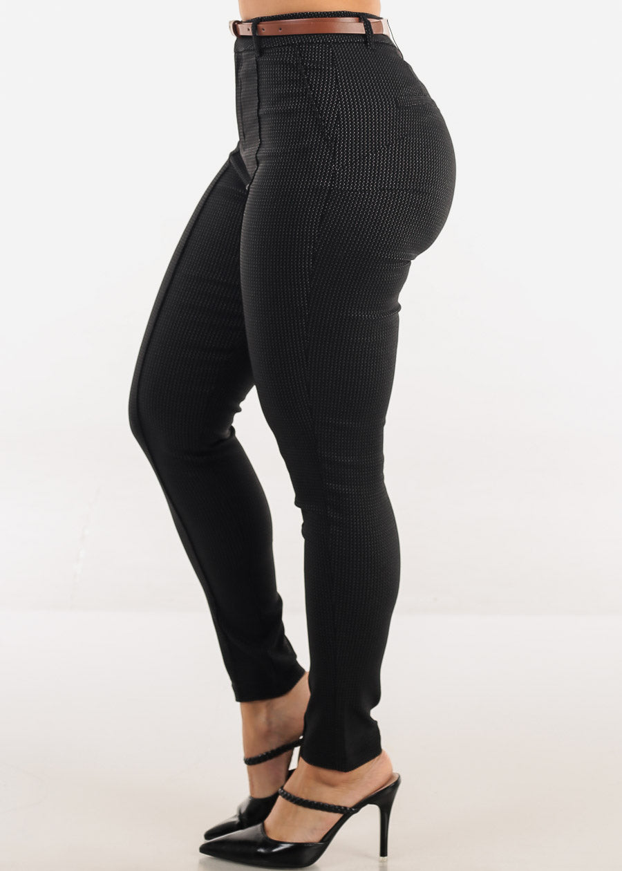 Butt lift Super High Waist Stretch Printed Skinny Pants Black