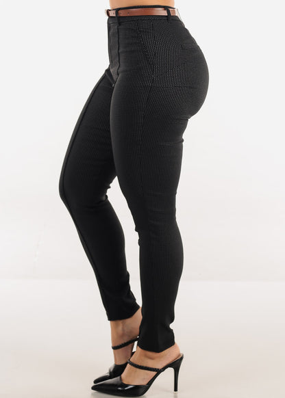 Butt lift Super High Waist Stretch Printed Skinny Pants Black