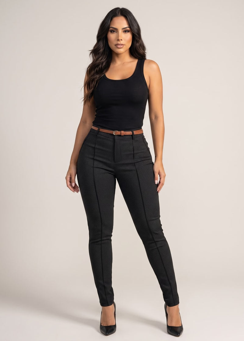 Butt lift Super High Waist Stretch Printed Skinny Pants Black